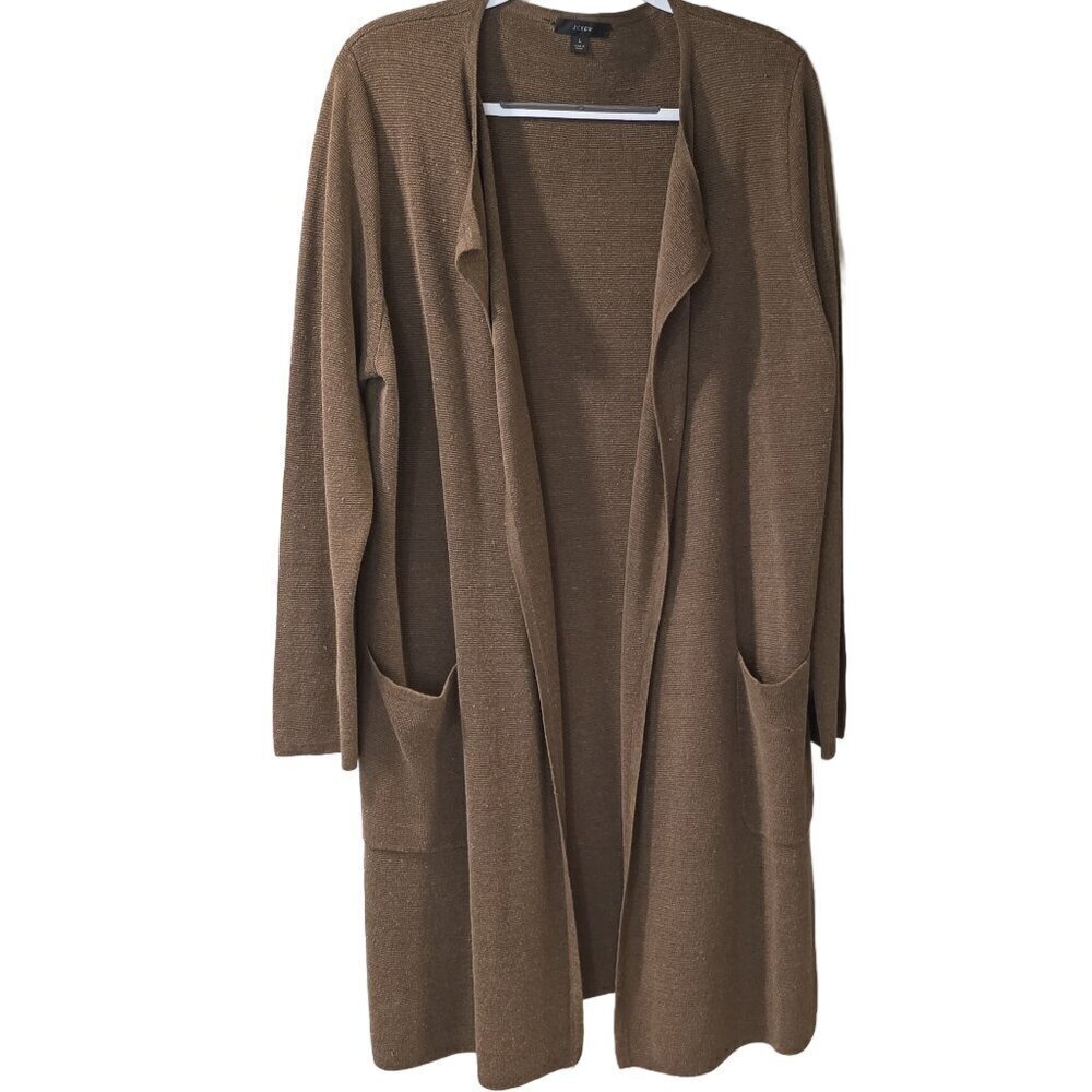 J. Crew Juliette Collarless Sweater Blazer In Linen Blend - sz L